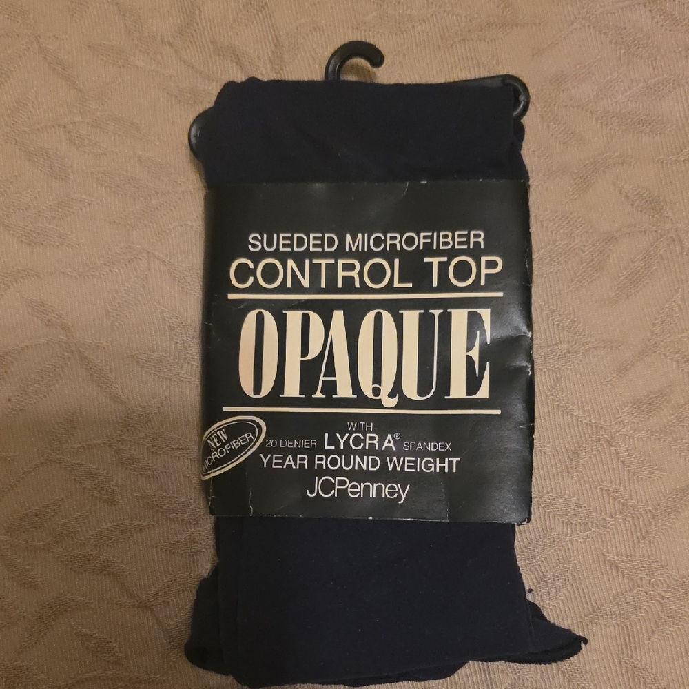 JCPenney Black Sueded Microfiber Opaque Tights M/L